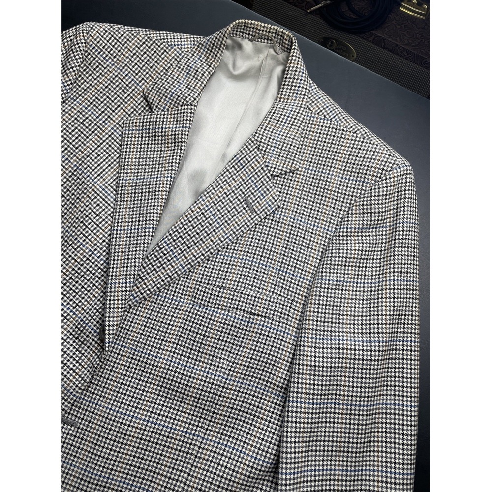 Tom James executive collection Houndstooth 44S Wool Multicolored  3btn blazer.
